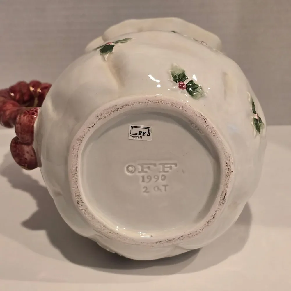 Vintage 1990 Fitz and Floyd 2 Qt Pitcher Old World Christmas Collectible